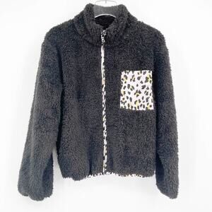 REVOLVE PLUSH APPAREL Leopard Fleece Zip Up Jacket